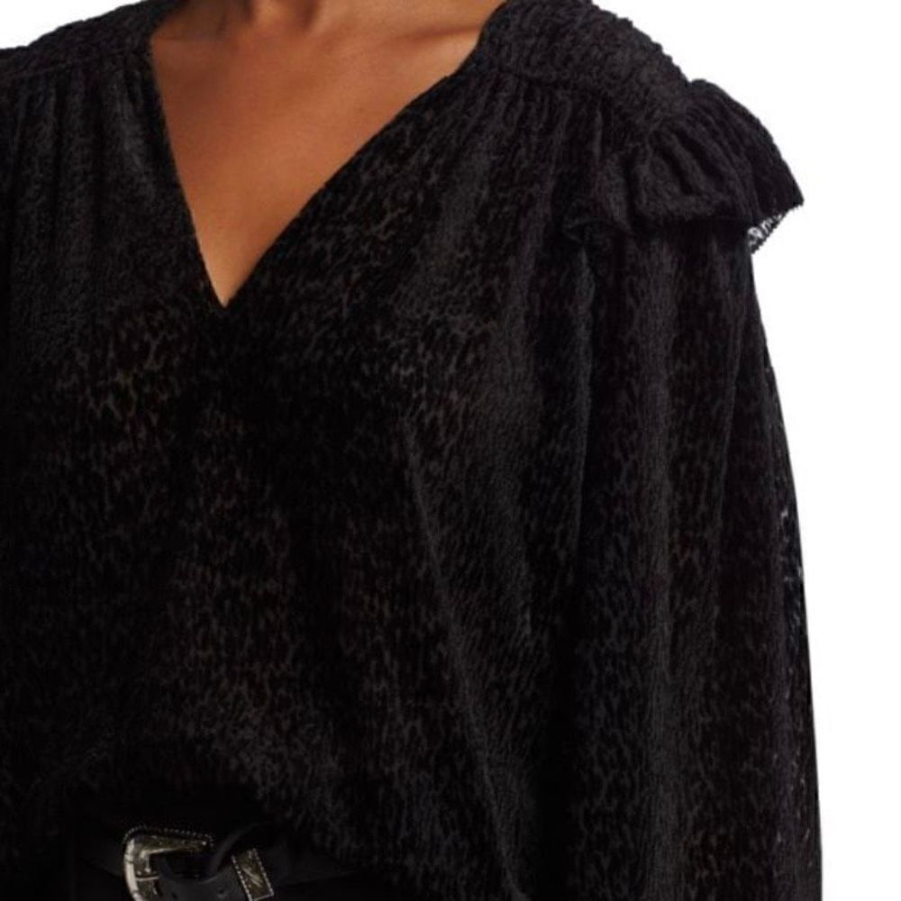 Tanya Taylor Blouse Women’s L Top Lucy Devore Black Velvet Burnout NWT - Picture 6 of 10